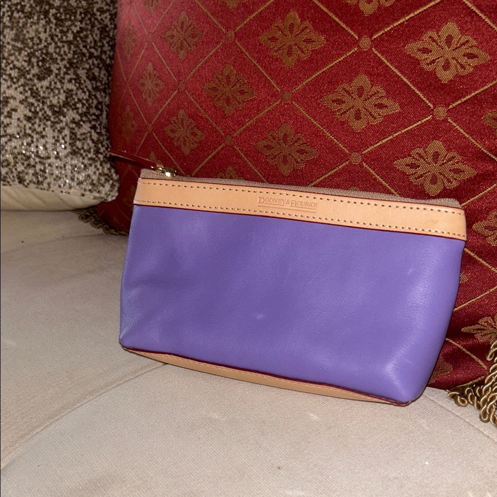 Dooney & Bourke Purple and Tan Cosmetic Case
